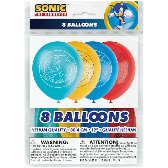 12" Sonic the Hedgehog™ Latex Balloons, 8ct.